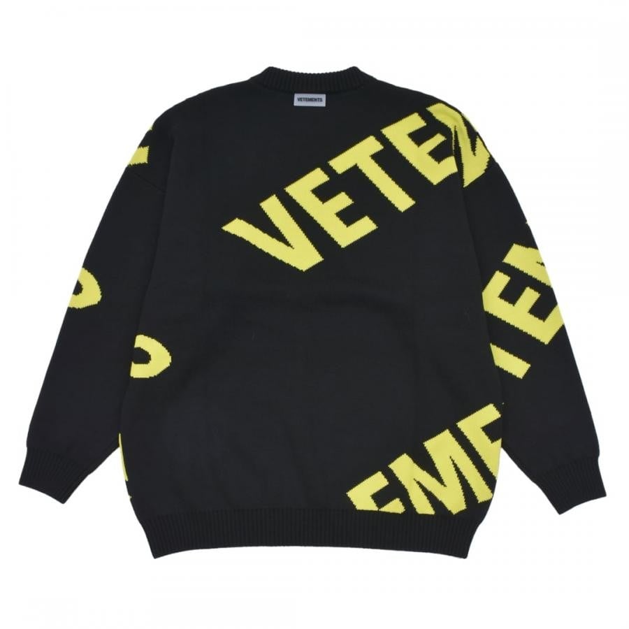 【VETEMENTS】GIANT LOGO KNITTED SWEATER WHITE/PINK XS