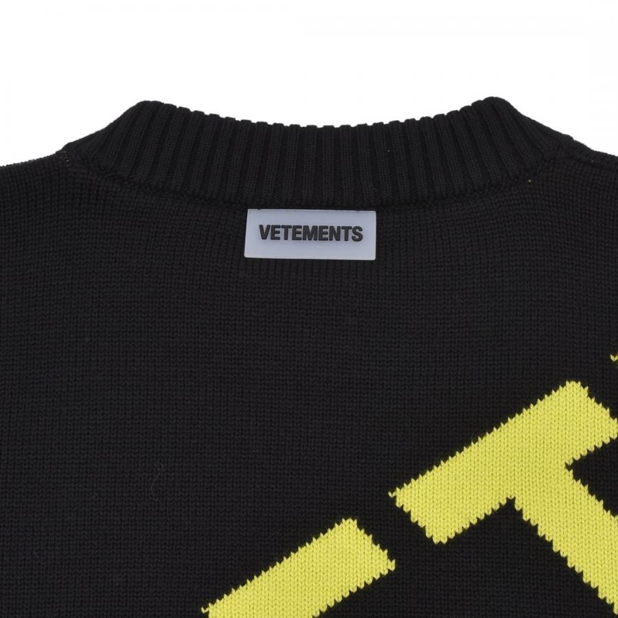 【VETEMENTS】GIANT LOGO KNITTED SWEATER WHITE/PINK XS