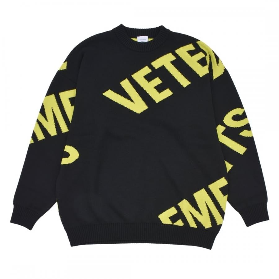 【VETEMENTS】GIANT LOGO KNITTED SWEATER BLACK/WHITE XS
