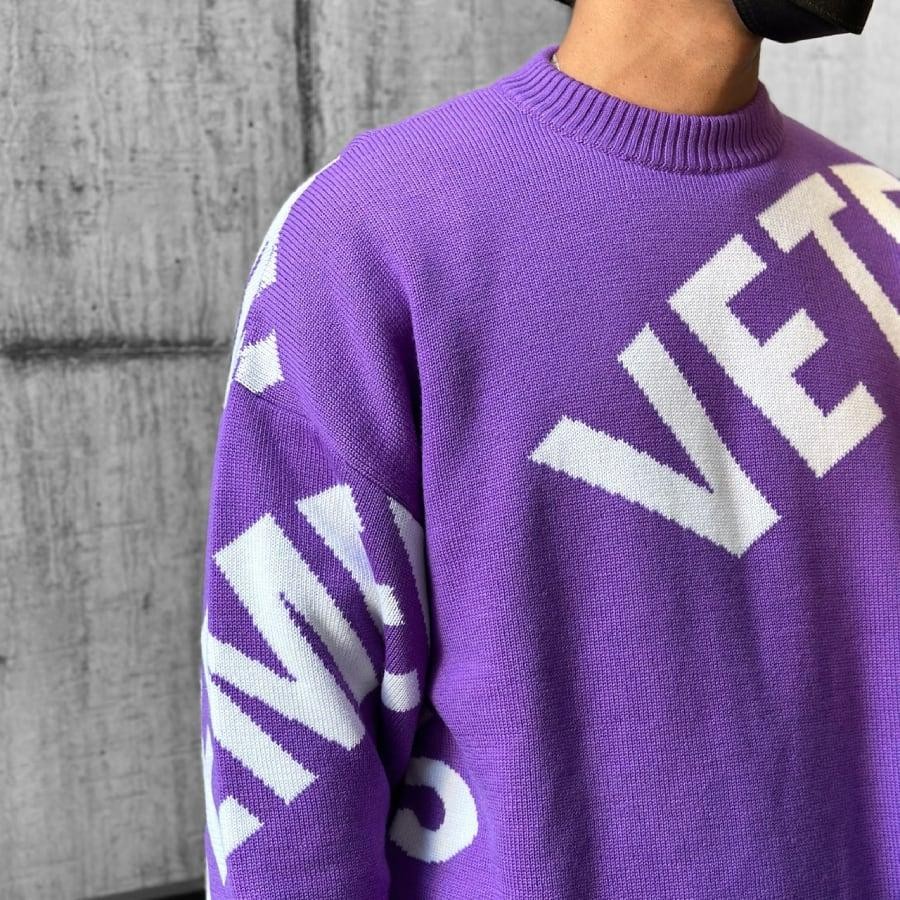 【VETEMENTS】GIANT LOGO KNITTED SWEATER BLACK/WHITE XS