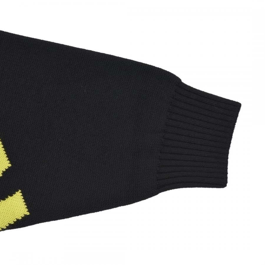 【VETEMENTS】GIANT LOGO KNITTED SWEATER BLACK/NEON YELLOW S