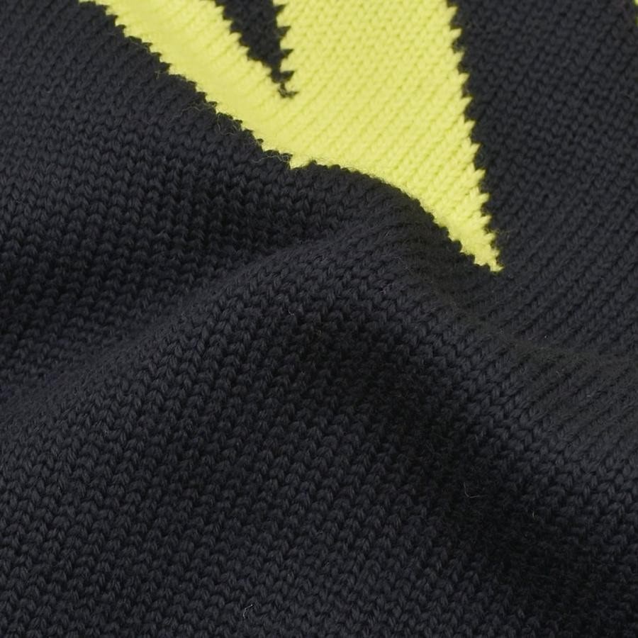 【VETEMENTS】GIANT LOGO KNITTED SWEATER BLACK/NEON YELLOW S