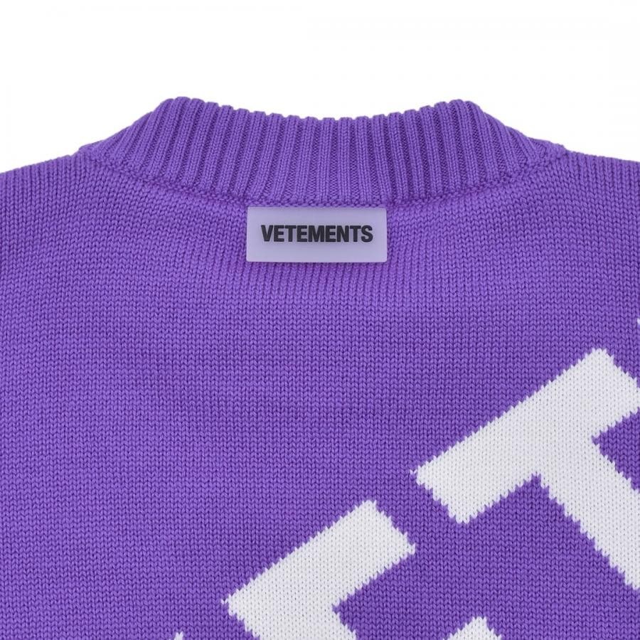 【VETEMENTS】GIANT LOGO KNITTED SWEATER BLACK/NEON YELLOW S