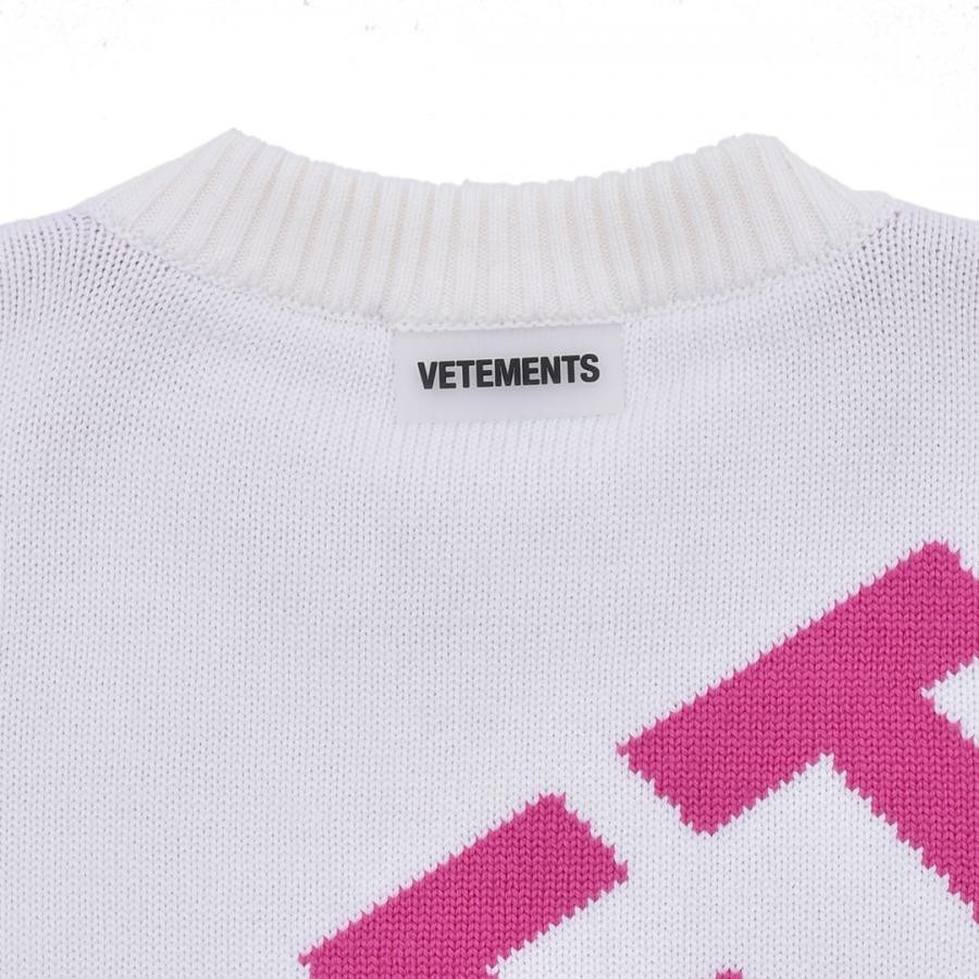 【VETEMENTS】GIANT LOGO KNITTED SWEATER BLACK/NEON YELLOW S