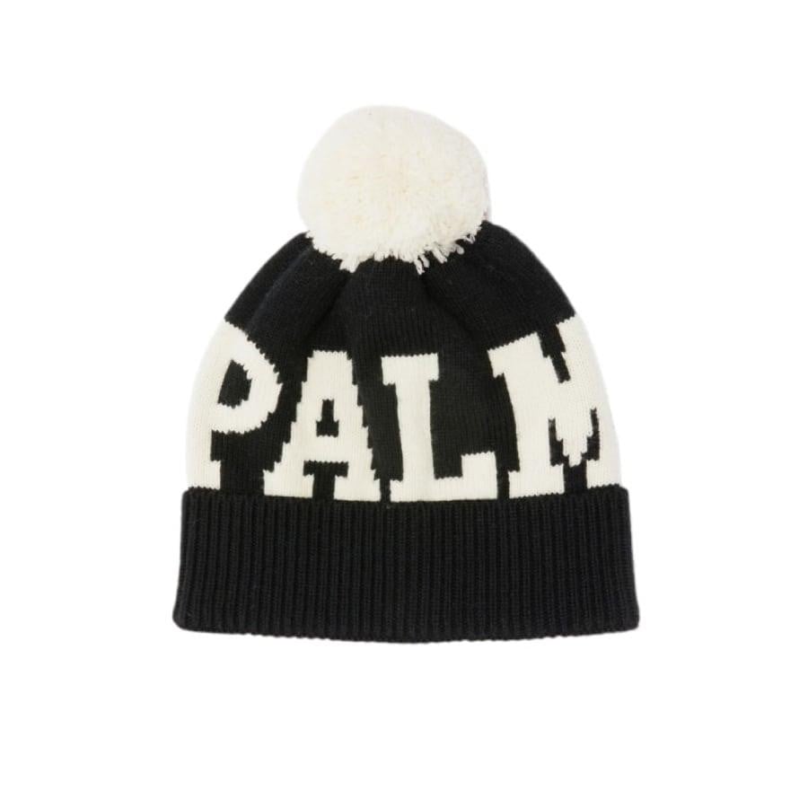 【Palm Angels】LOGO POMPON BEANIE (BLACKWHITE) BLACK/WHITE F