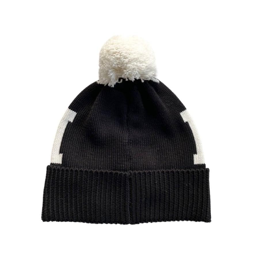 【Palm Angels】LOGO POMPON BEANIE (BLACKWHITE) BLACK/WHITE F