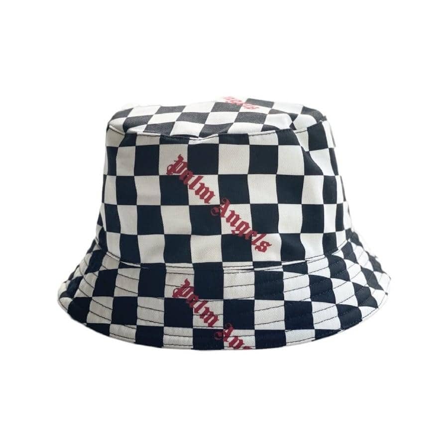 【Palm Angels】DAMIER BUCKET HAT (BLACKRED) BLACK/RED F