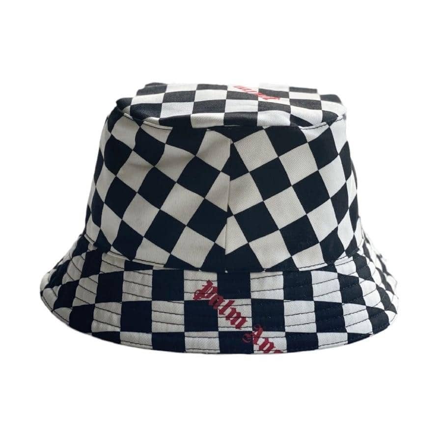 【Palm Angels】DAMIER BUCKET HAT (BLACKRED) BLACK/RED F