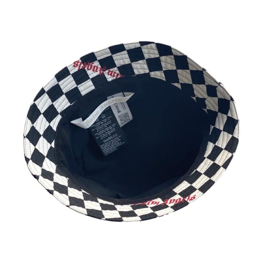 【Palm Angels】DAMIER BUCKET HAT (BLACKRED) BLACK/RED F