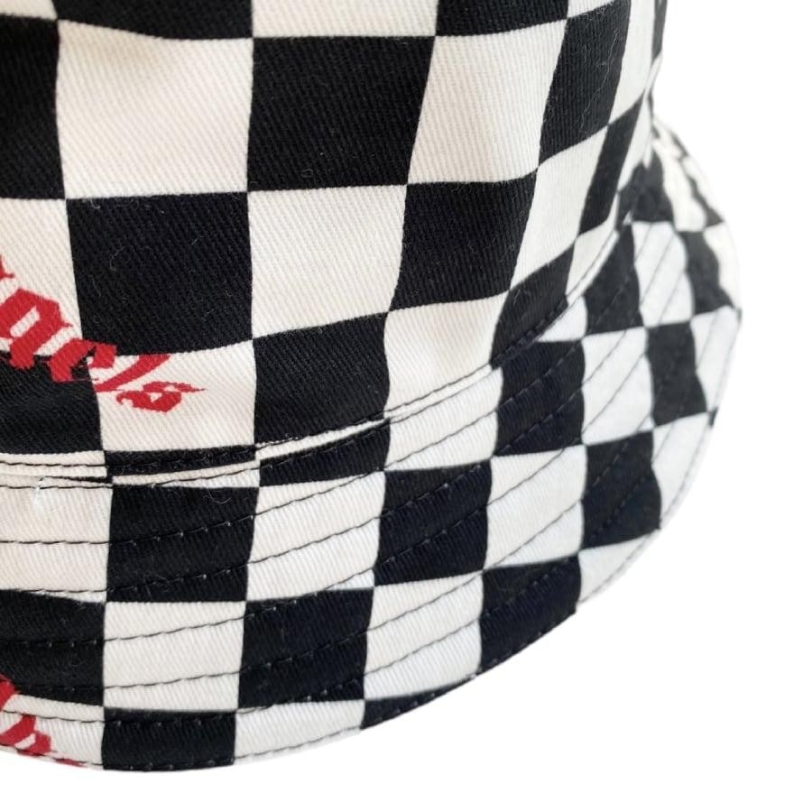 【Palm Angels】DAMIER BUCKET HAT (BLACKRED) BLACK/RED F