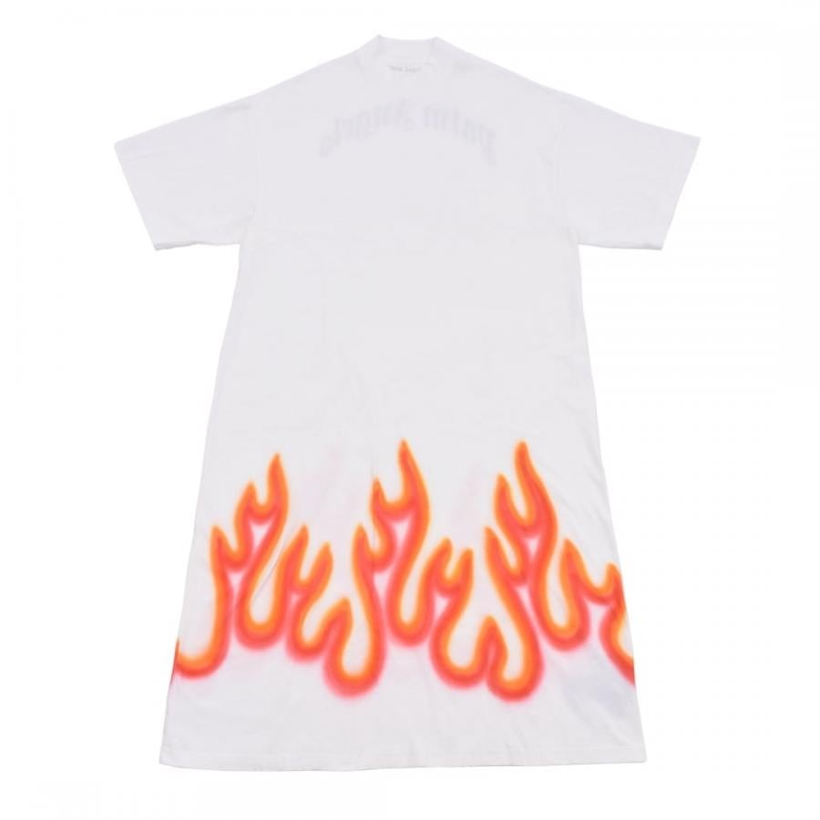 【Palm Angels】BURNING T-DRESS(WHITE/RED) WHITE/RED XS