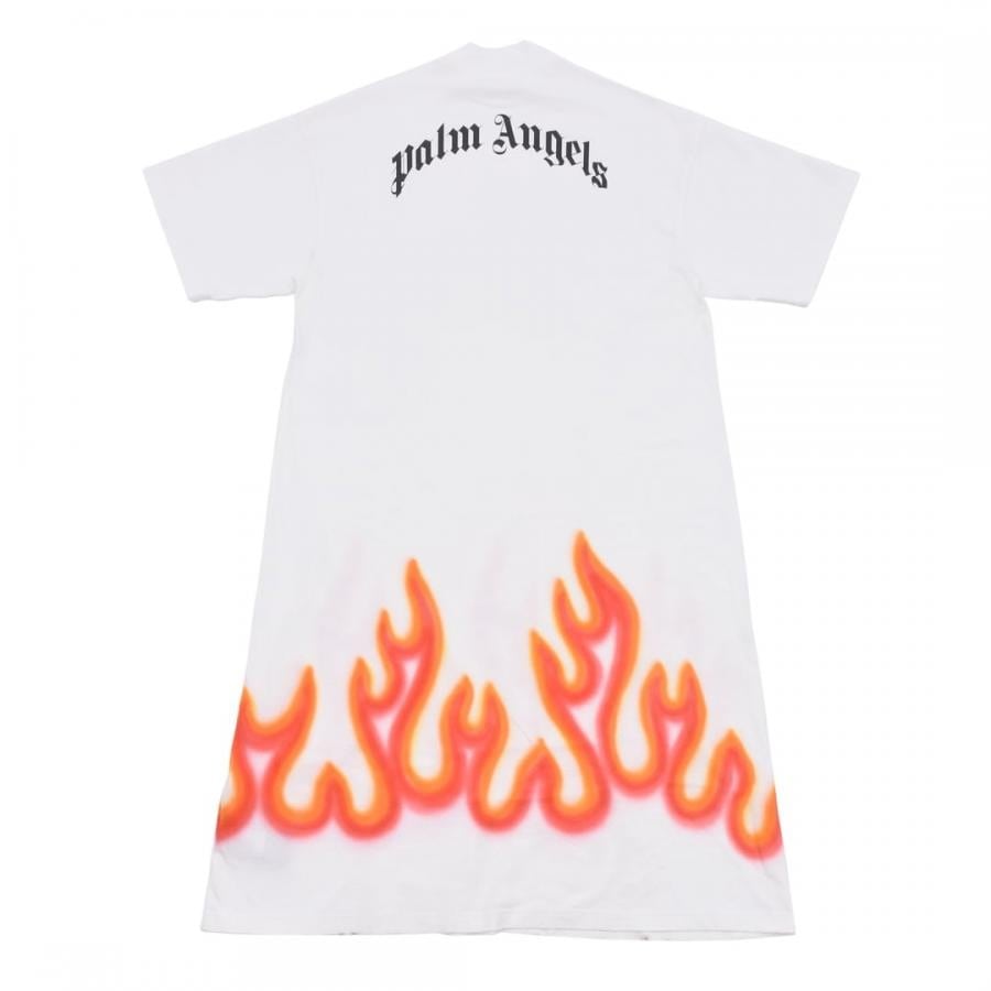 【Palm Angels】BURNING T-DRESS(WHITE/RED) WHITE/RED S
