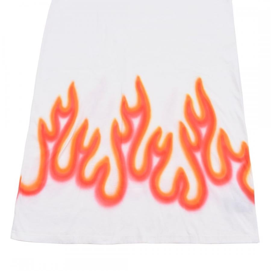 【Palm Angels】BURNING T-DRESS(WHITE/RED) WHITE/RED S