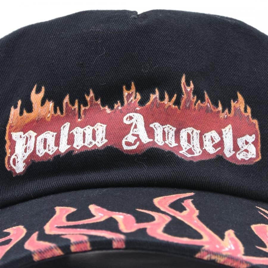 Palm Angels】BURNING LOGO BASEBALL CAP BLACK/RED(F BLACK/RED