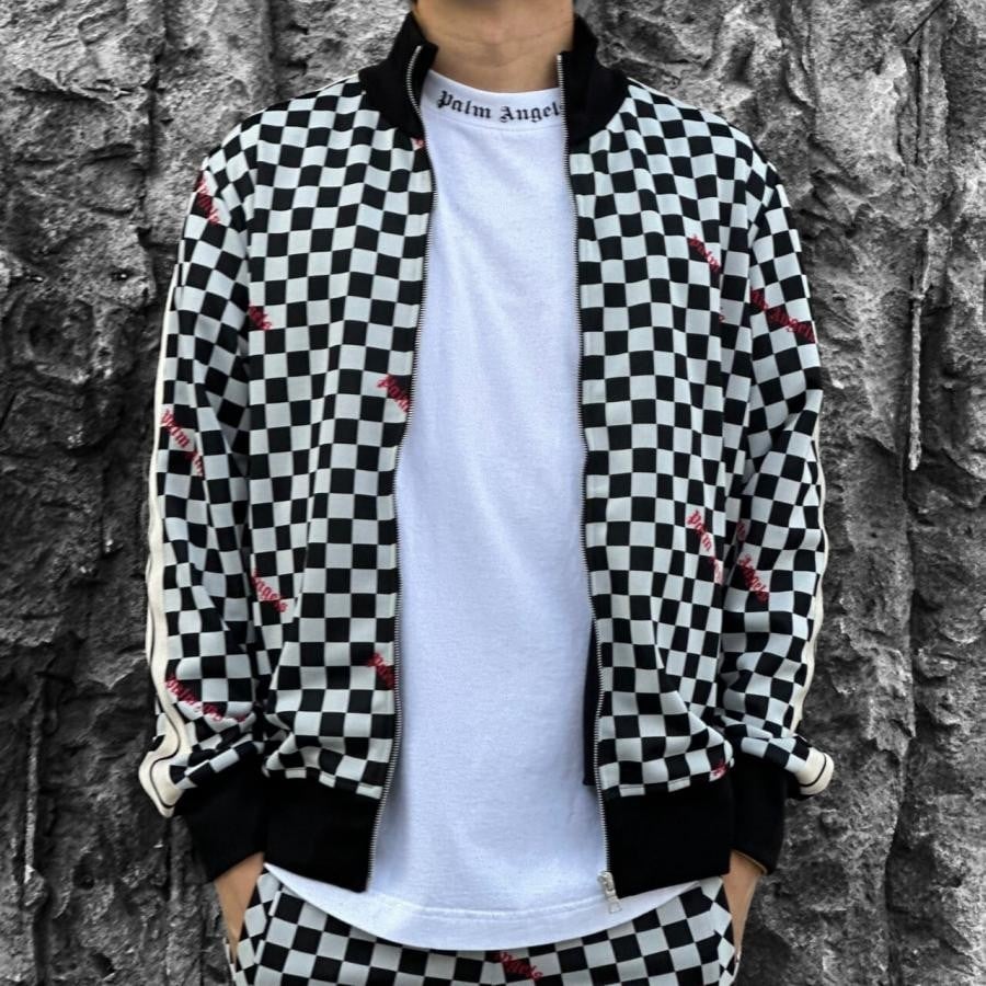 【Palm Angels】JQRD DAMIER CLASSIC TRACKJKT(BLACK/RED) BLACK/RED L