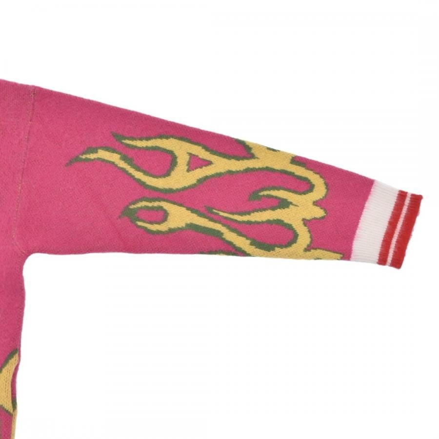 【Palm Angels】BURNING SWEATER(PINK/YELLOW) PINK/YELLOW M