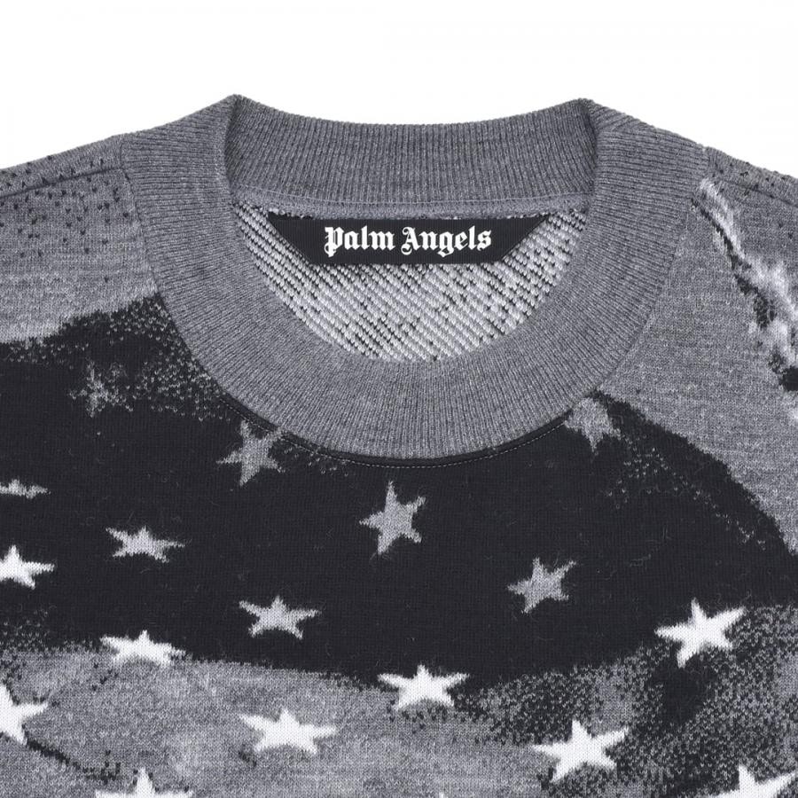 【Palm Angels】JQRD FLAG SWEATER(GREY/BLACK) GREY/BLACK L