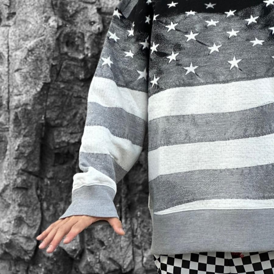 【Palm Angels】JQRD FLAG SWEATER(GREY/BLACK) GREY/BLACK L