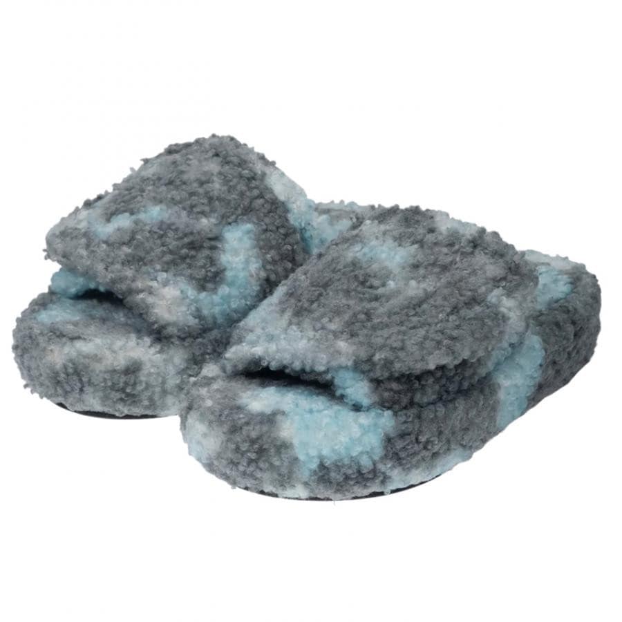 【NATASHA ZINKO】FAUX FUR SLIDES(GREY/BLUE) GREY/BLUE XS