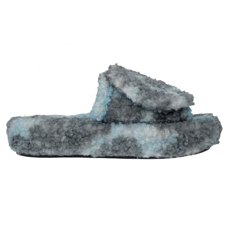 【NATASHA ZINKO】FAUX FUR SLIDES(GREY/BLUE) GREY/BLUE XS