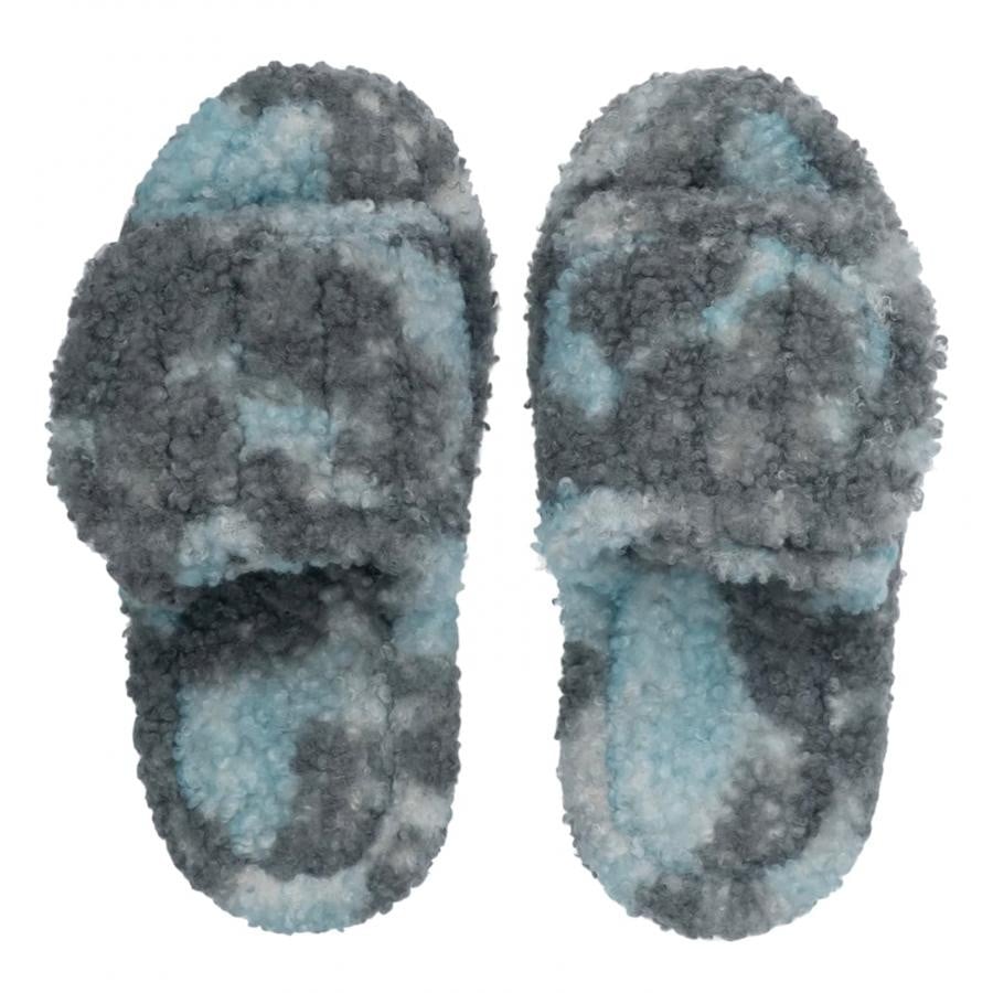【NATASHA ZINKO】FAUX FUR SLIDES(GREY/BLUE) GREY/BLUE XS