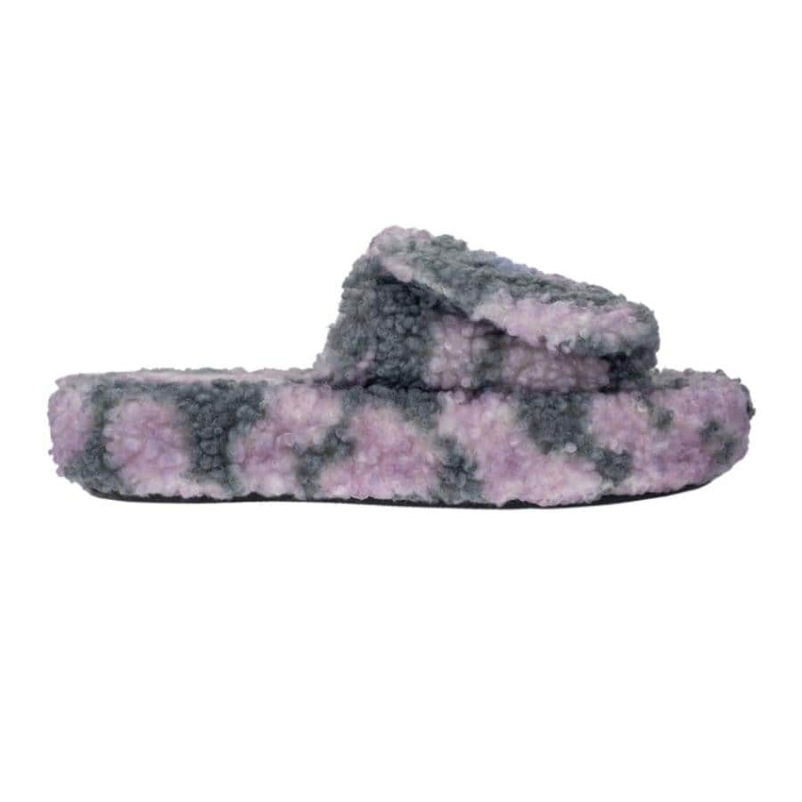 【NATASHA ZINKO】FAUX FUR SLIDES(GREY/PINK) GREY/PINK XS