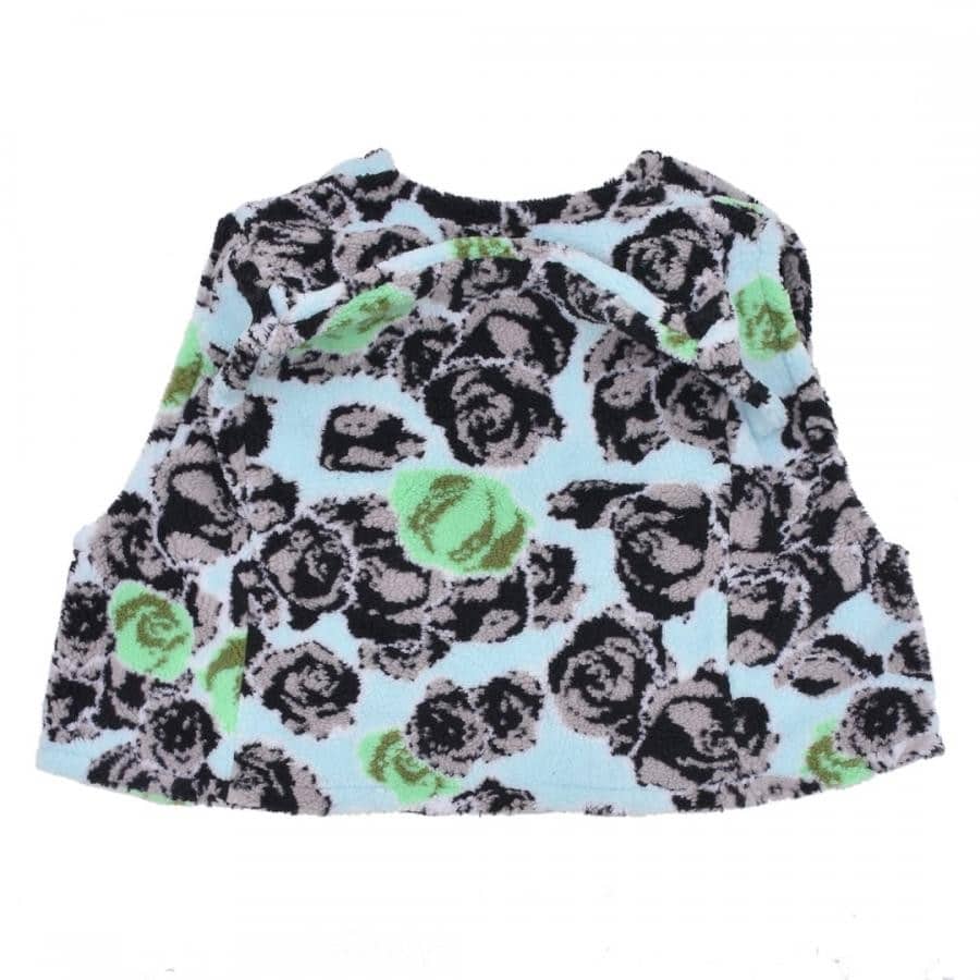 【NATASHA ZINKO】PIXEL ROSES PRINT FLEECE FUR VEST(BLUE) BLUE XS