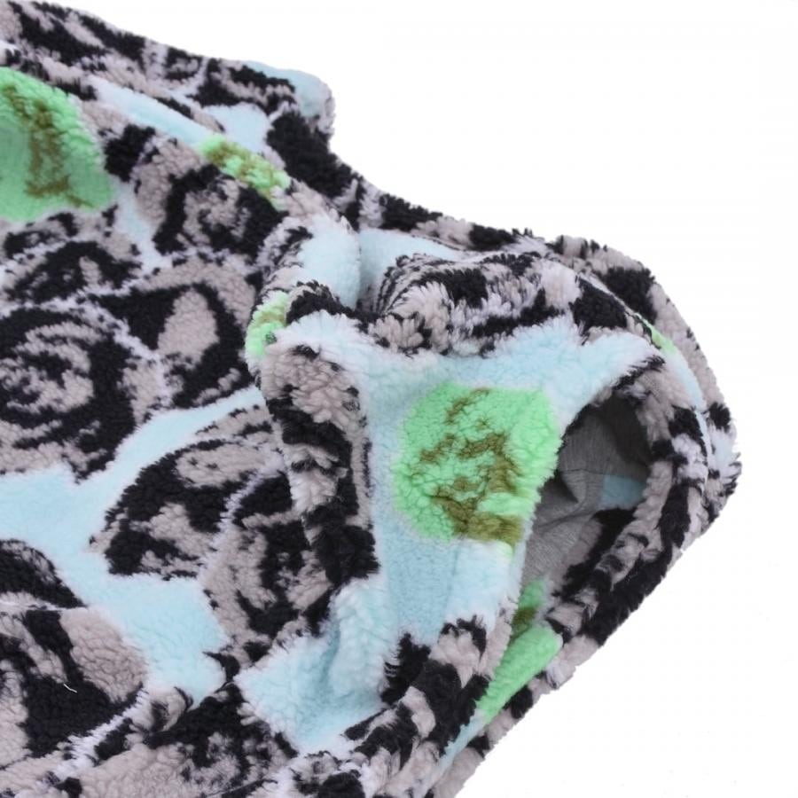 【NATASHA ZINKO】PIXEL ROSES PRINT FLEECE FUR VEST(BLUE) BLUE XS