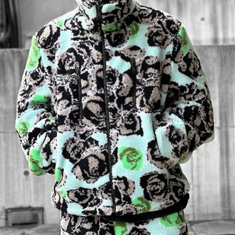 【NATASHA ZINKO】PRINT FLEECE JACKET(BLUE) BLUE S