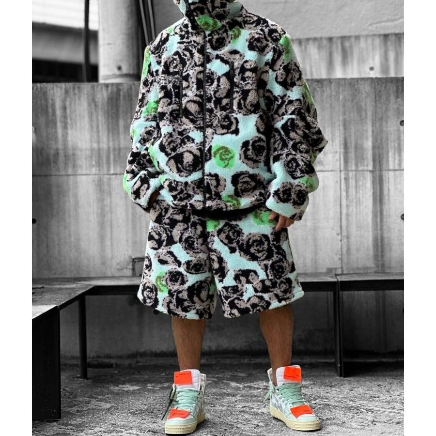 【NATASHA ZINKO】PRINT FLEECE JACKET(BLUE) BLUE S