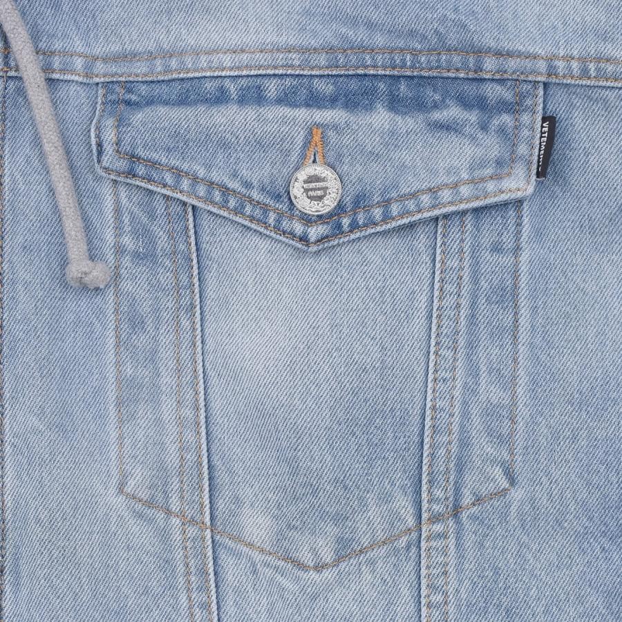 【VETEMENTS】DENIM JACKET WITH DETACHABLE HOOD LIGHT BLUE XS