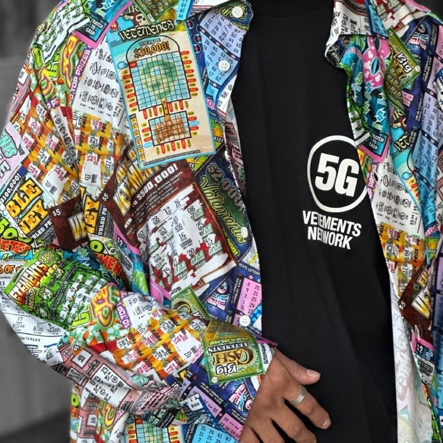 【VETEMENTS】LOTTERY FLUID JERSEY SHIRT(MULTI) MULTI XS