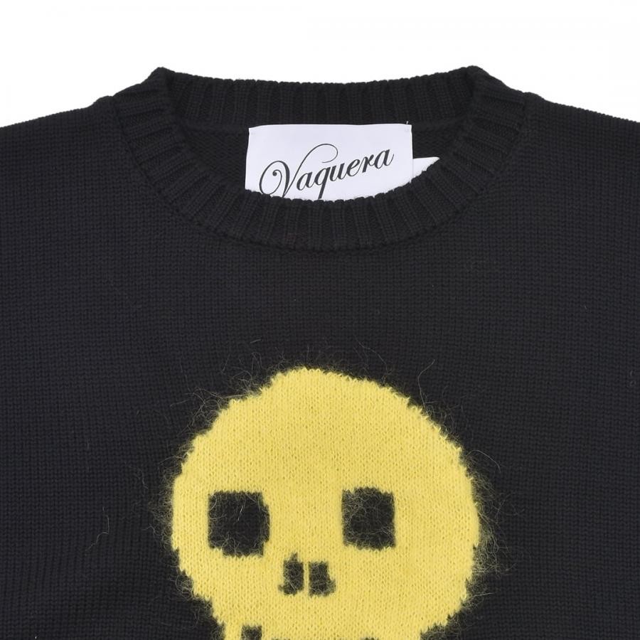 【VAQUERA】WOMENS SKULL AND CROSSBONES SWEATER KNIT(BLACK/YELLOW)