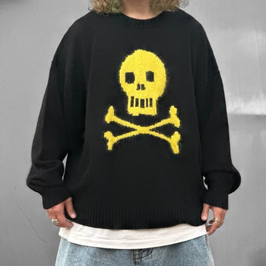 【VAQUERA】WOMENS SKULL AND CROSSBONES SWEATER KNIT(BLACK/YELLOW)