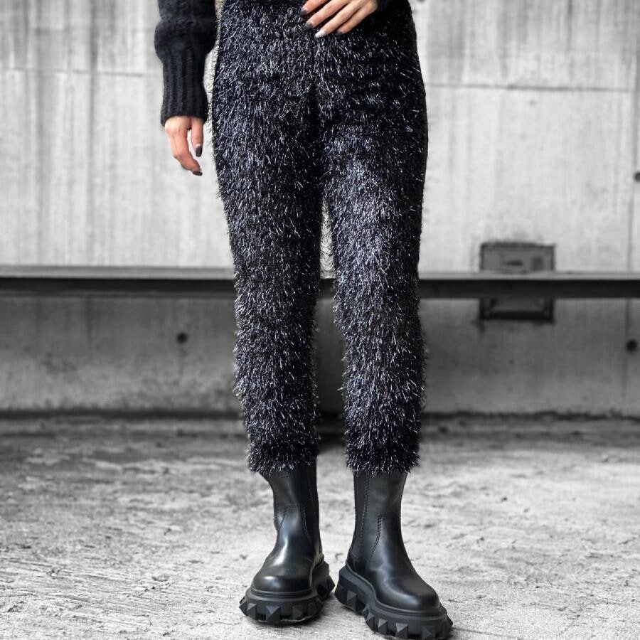 【VAQUERA】WOMENS FRIZZY LEGGINGS KNIT(BLACK) BLACK XS