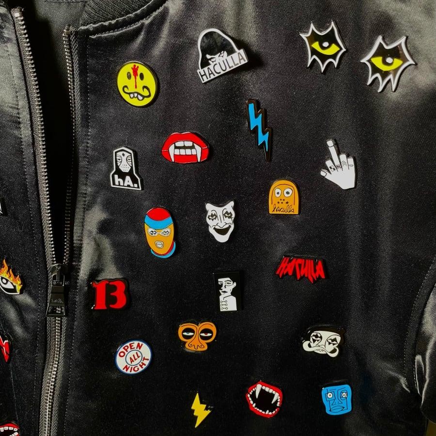 【Haculla】PIN EXPLOSION BOMBER（BLACK） BLACK L