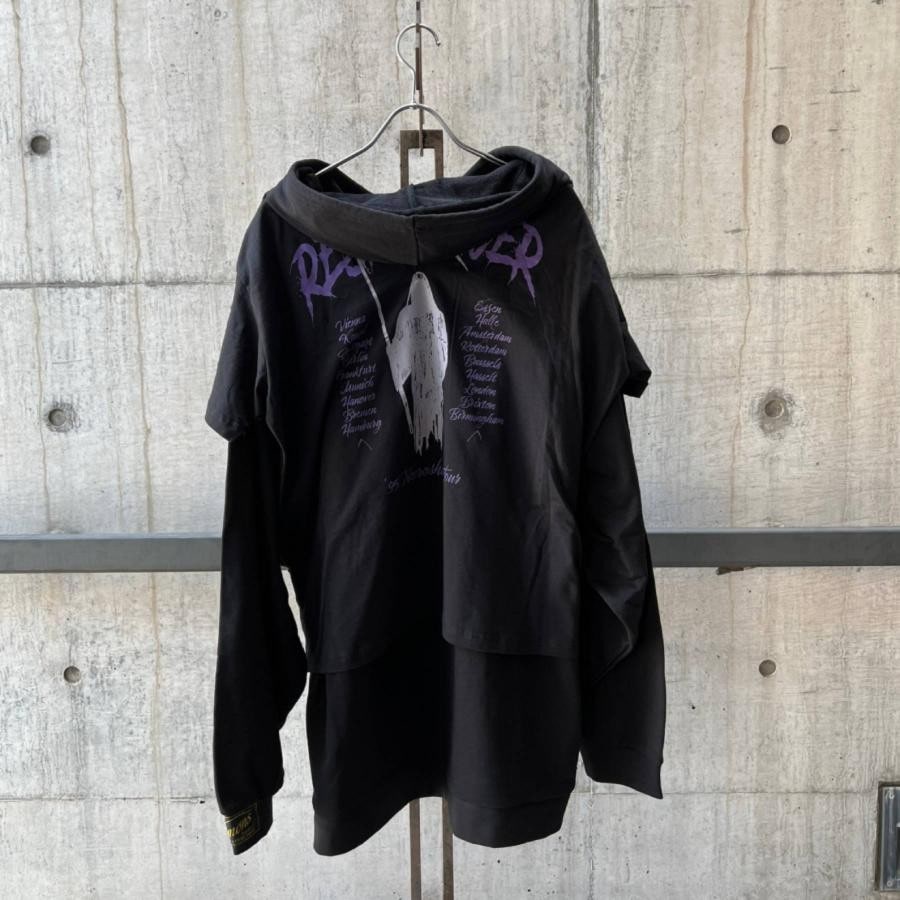 RAF SIMONS Hoodie doubled with printed T-shirt Resilencer BLACK BLACK S