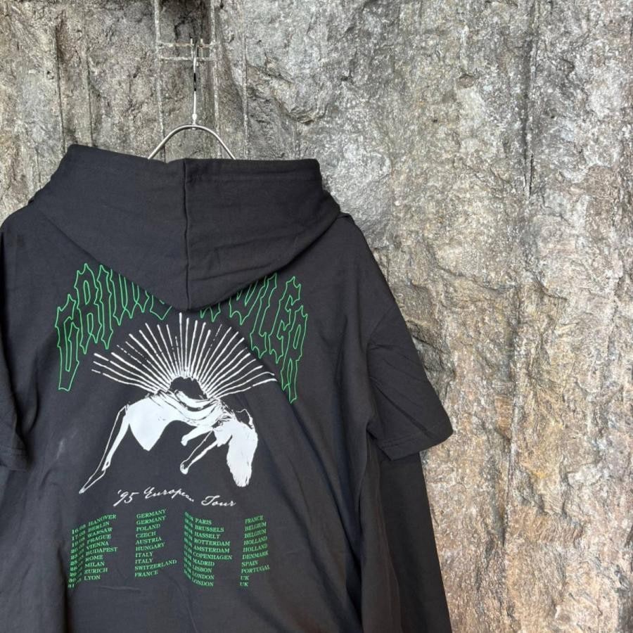 RAF SIMONS Hoodie doubled with printed T-shirt Grimcrawler BLACK BLACK L