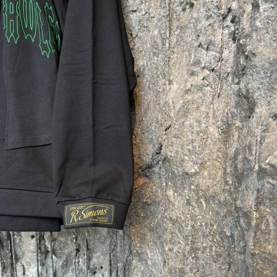 RAF SIMONS Hoodie doubled with printed T-shirt Grimcrawler BLACK BLACK L