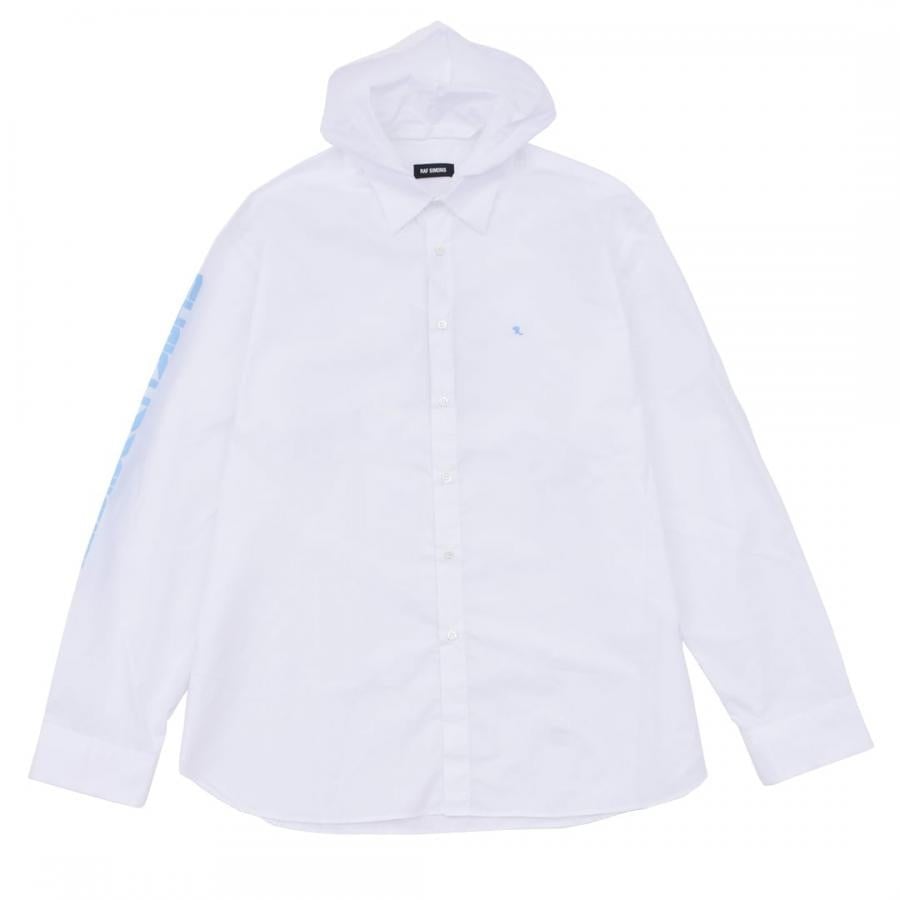 Raf Simons Shirt with hood and print on sleeve WHITE WHITE 48
