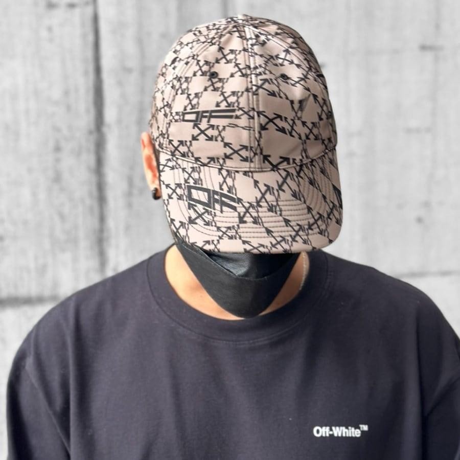 【OFF-WHITE】OW ALLOVER BASEBALL CAP (CAMEL/BLACK) CAMEL/BLACK F