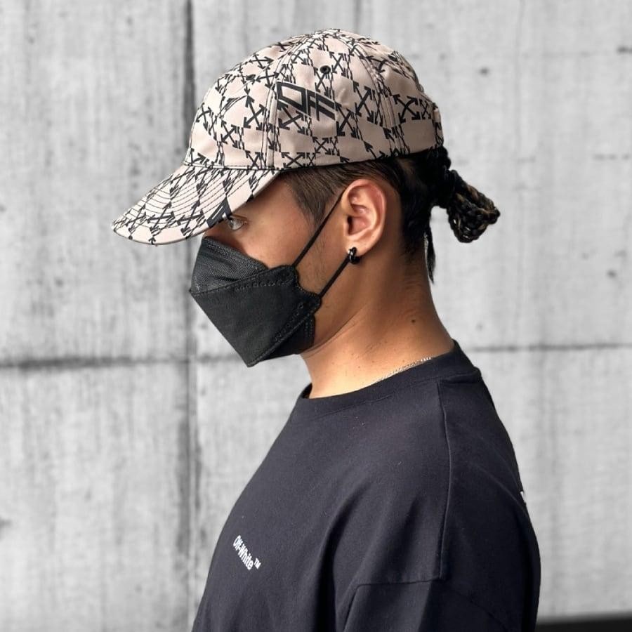 【OFF-WHITE】OW ALLOVER BASEBALL CAP (CAMEL/BLACK) CAMEL/BLACK F