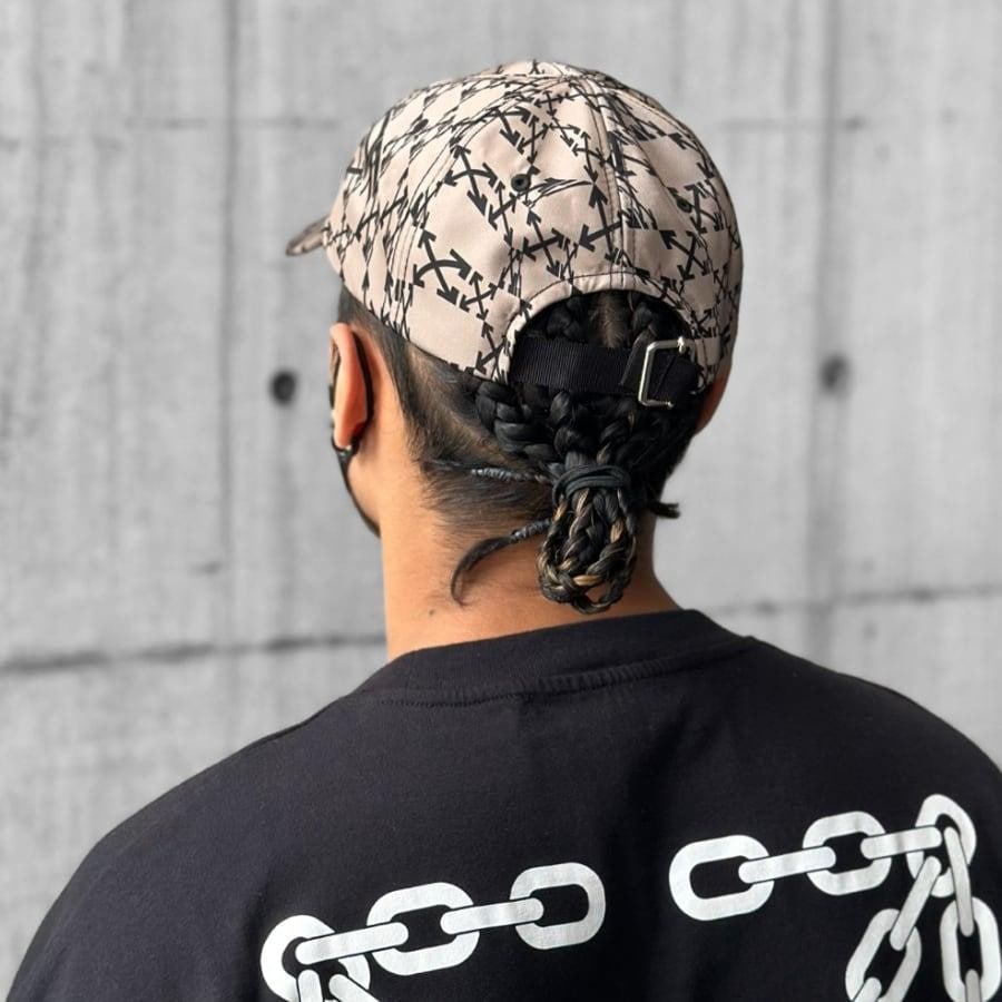 【OFF-WHITE】OW ALLOVER BASEBALL CAP (CAMEL/BLACK) CAMEL/BLACK F