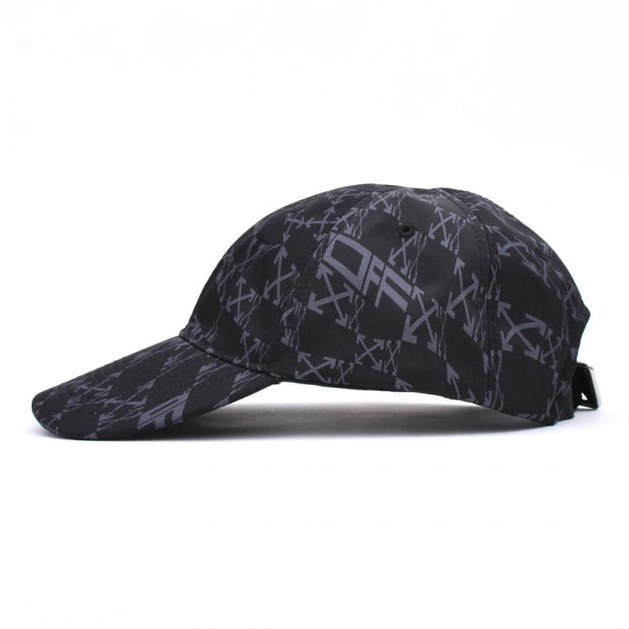 【OFF-WHITE】OW ALLOVER BASEBALL CAP (BLACK/GREY) BLACK/GREY F