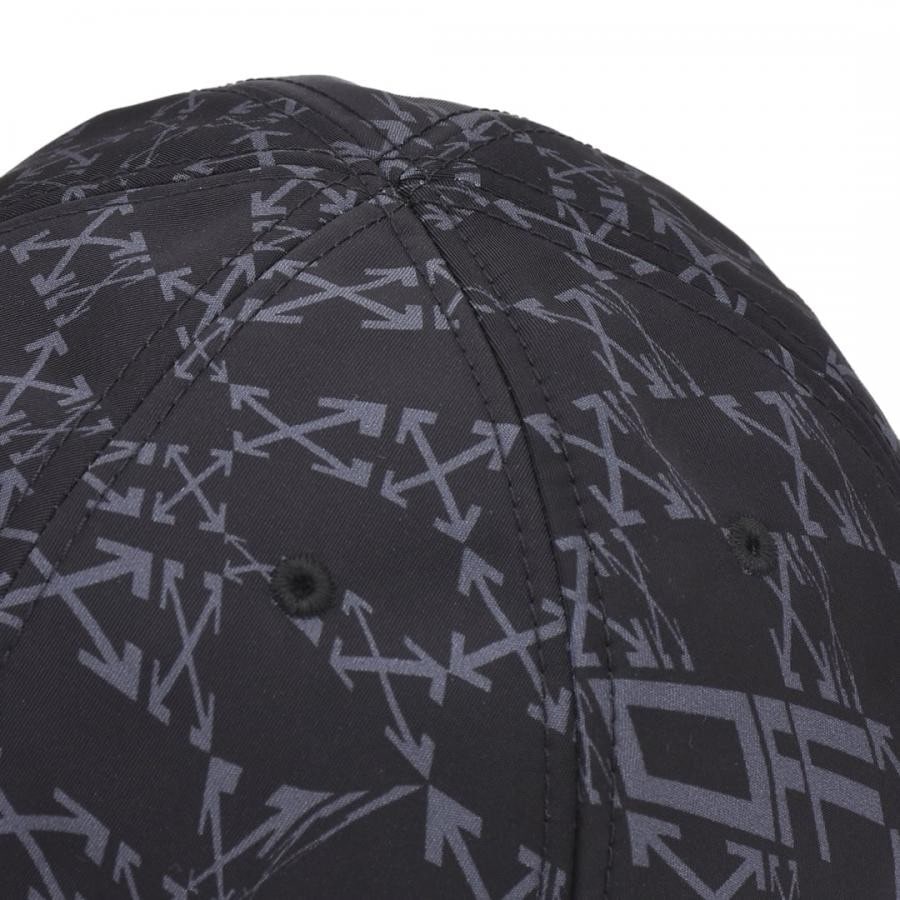 【OFF-WHITE】OW ALLOVER BASEBALL CAP (BLACK/GREY) BLACK/GREY F