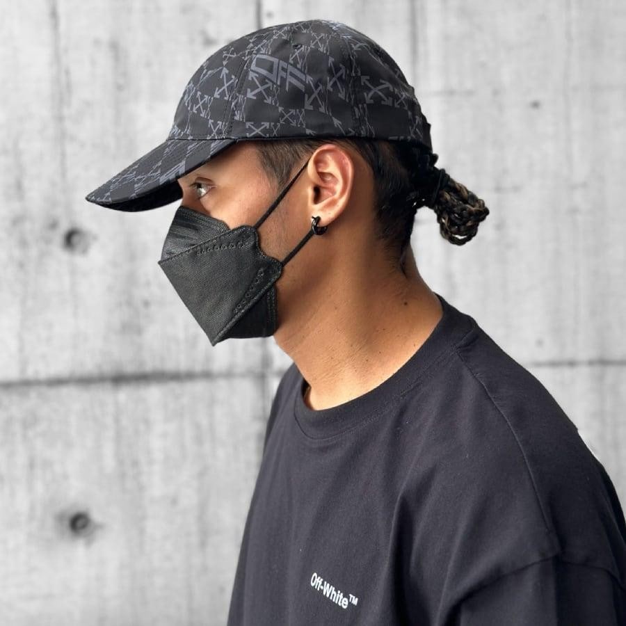 OFF-WHITE】OW ALLOVER BASEBALL CAP (BLACK/GREY)(F BLACK/GREY ...