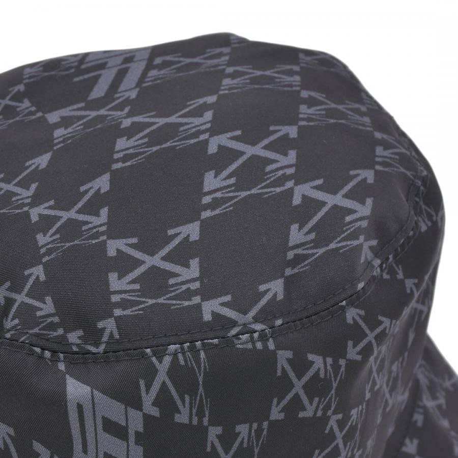 【OFF-WHITE】OW ALLOVER REVERSIB BUCKET HAT (BLACK/GREY) BLACK/GREY F