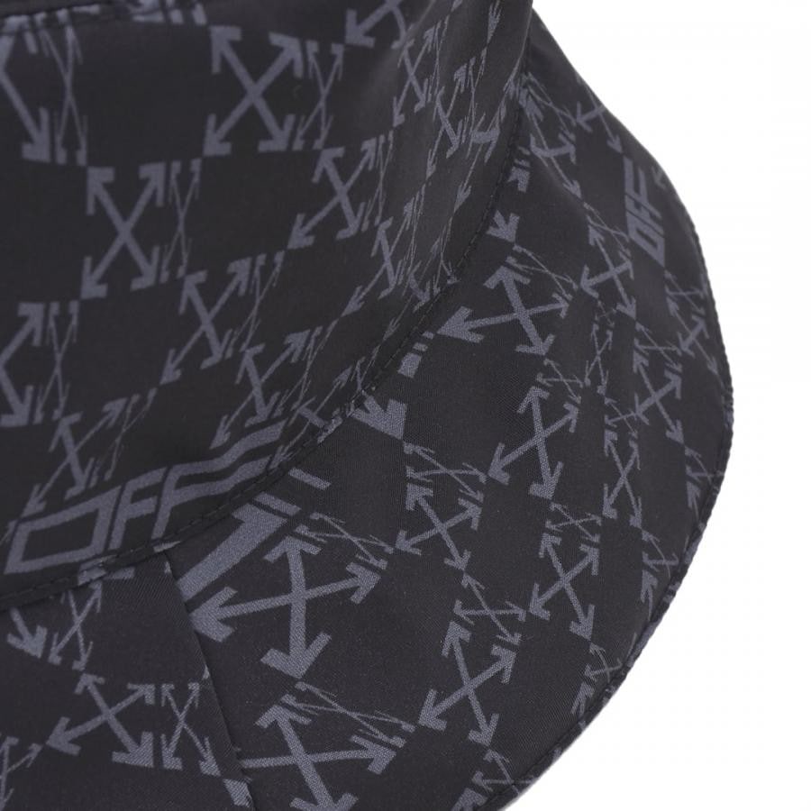 【OFF-WHITE】OW ALLOVER REVERSIB BUCKET HAT (BLACK/GREY) BLACK/GREY F