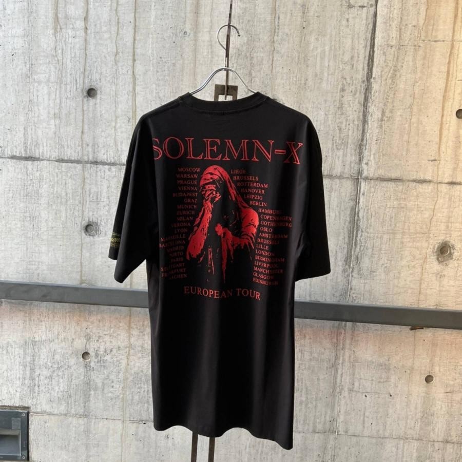 RAF SIMONS Oversized T-shirt Solemn-X BLACK(XS BLACK)｜ AYIN