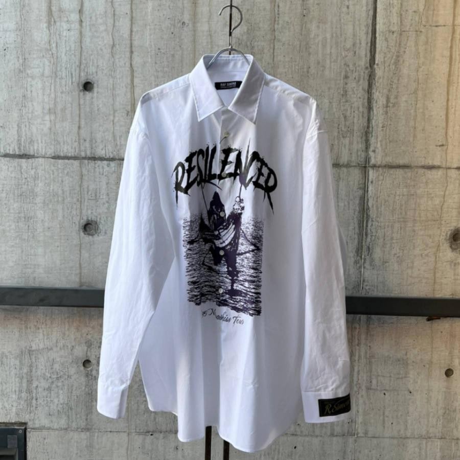 RAF SIMONS Big fit shirt with printed Resilencer WHITE WHITE 48